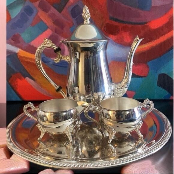 4 Piece Silver Plated Vintage Tea Set - Picture 3 of 4